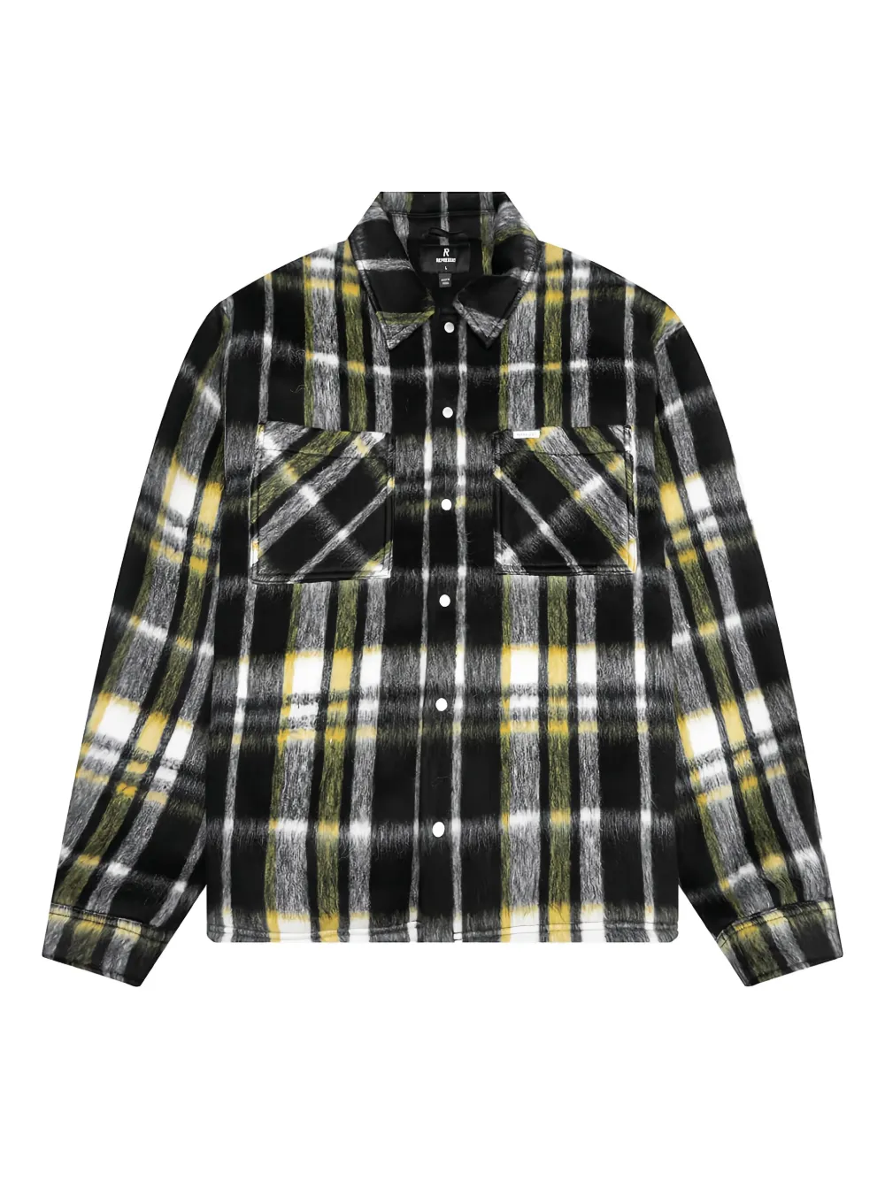 Represent Textured Plaid Shirt In Black