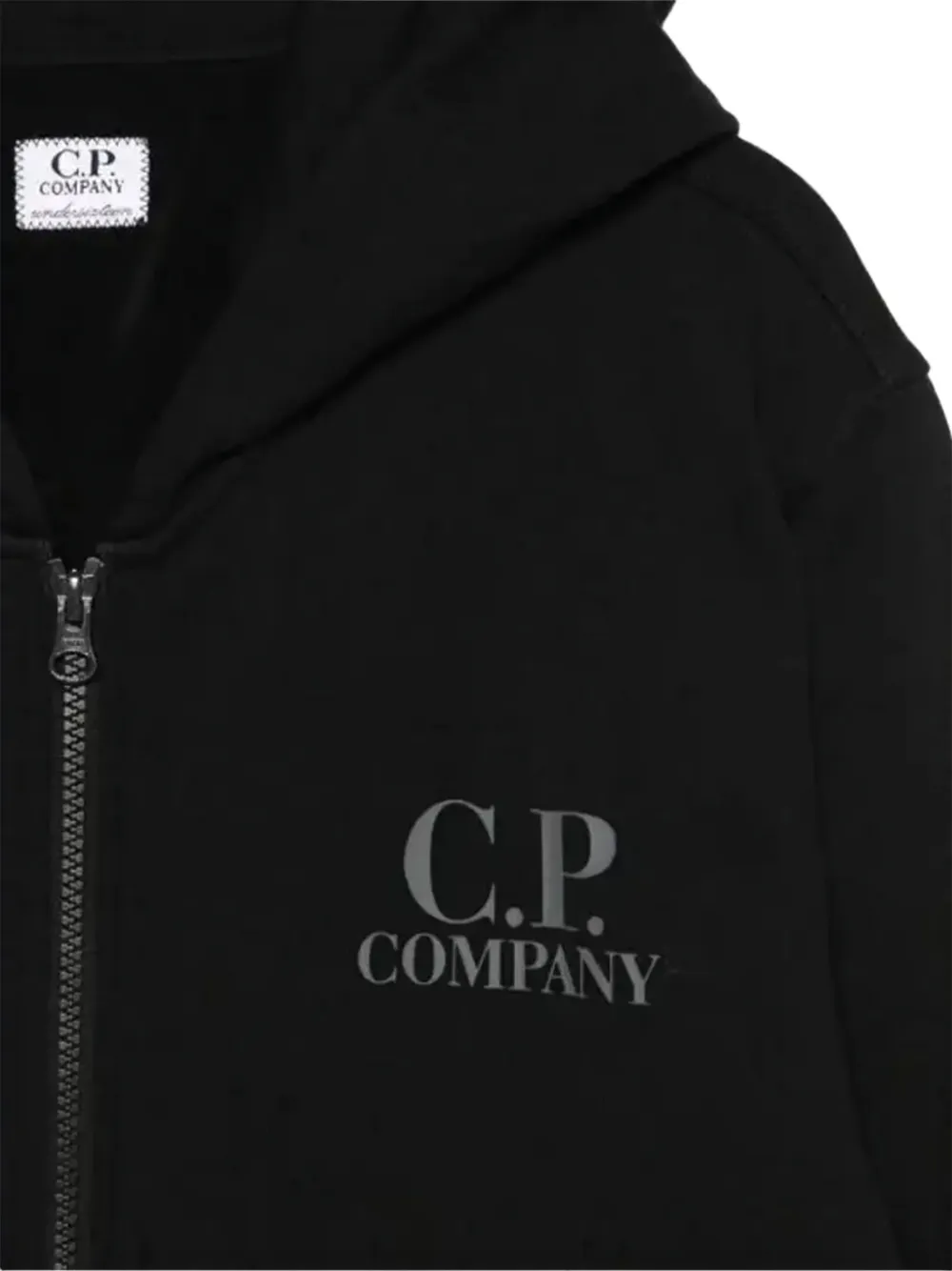 C.P. Company Kids Hoodie met rits Zwart