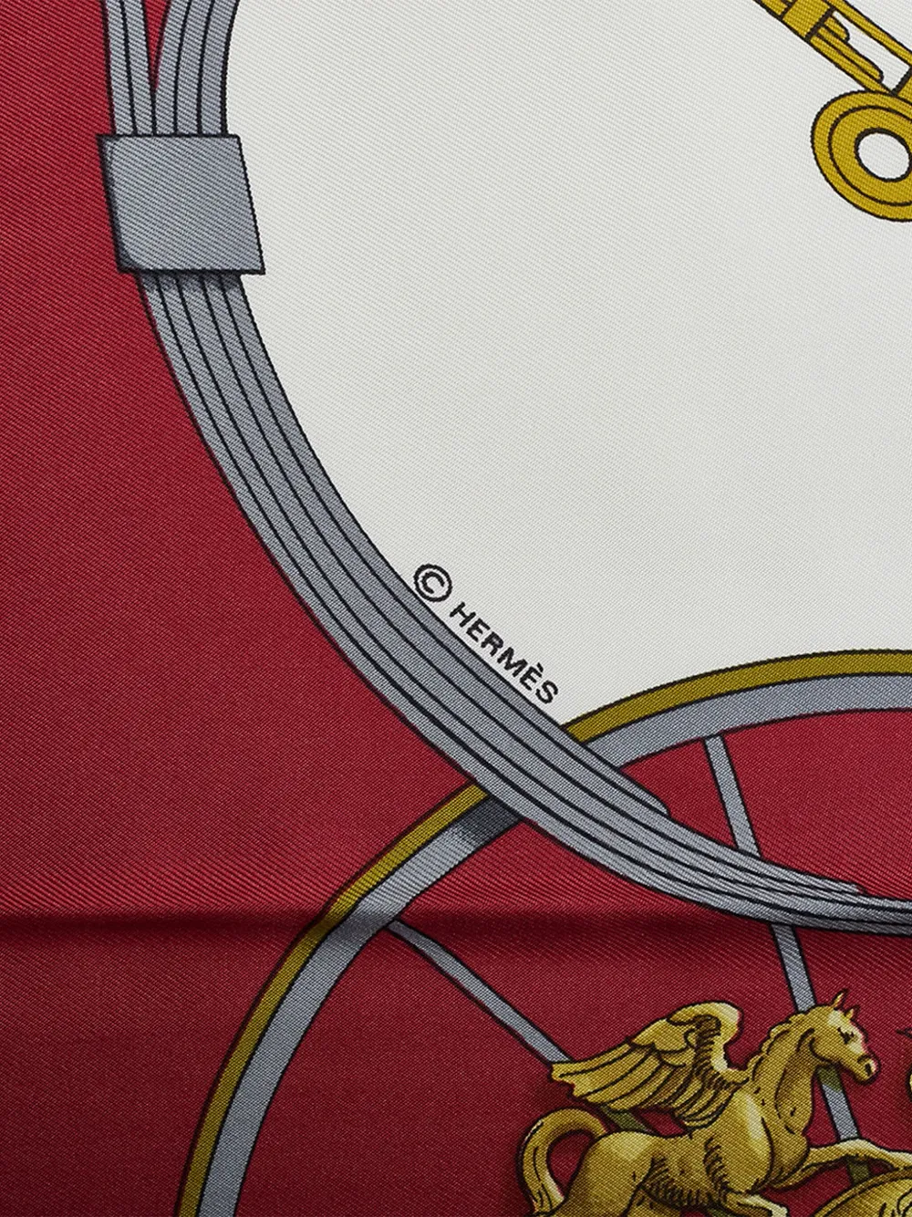 Pre-owned Hermes 1986-1998 Springs Silk Scarf Scarves In White