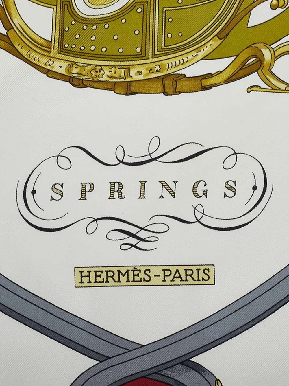 Pre-owned Hermes 1986-1998 Springs Silk Scarf Scarves In White