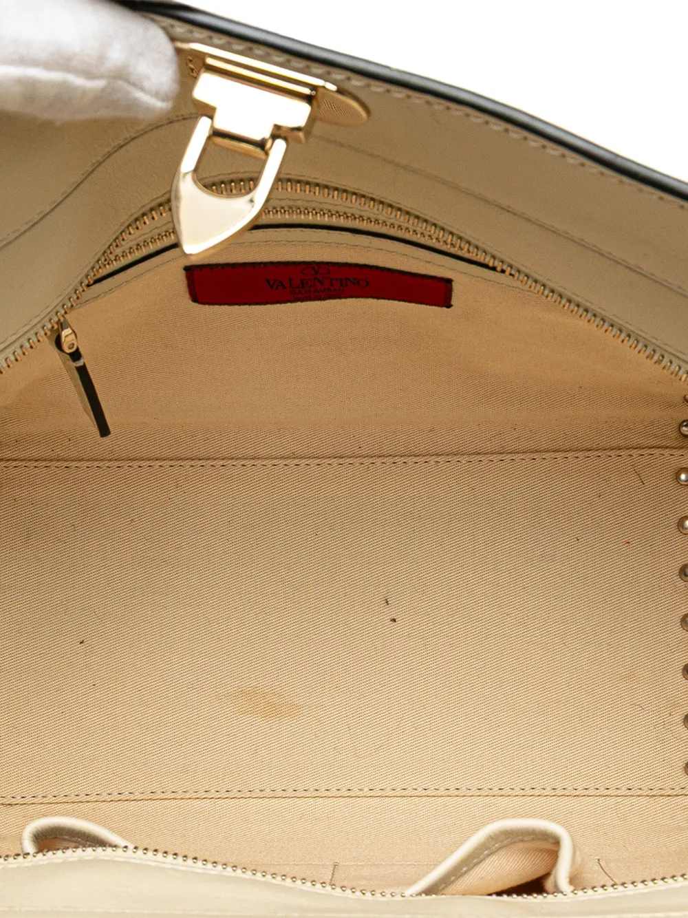 Pre-owned Valentino Garavani 2000-2017 Mini Leather Rockstud Double Handle Tote Satchel In White