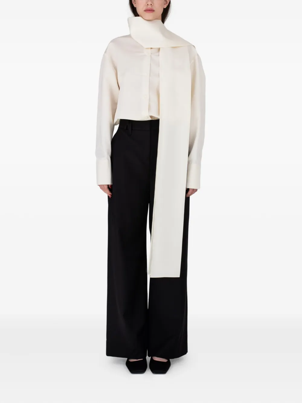 RXQUETTE Umbra scarf-detail cotton blouse - Wit