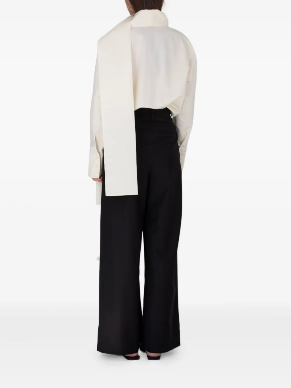 Rxquette Umbra Scarf-detail Cotton Blouse In White