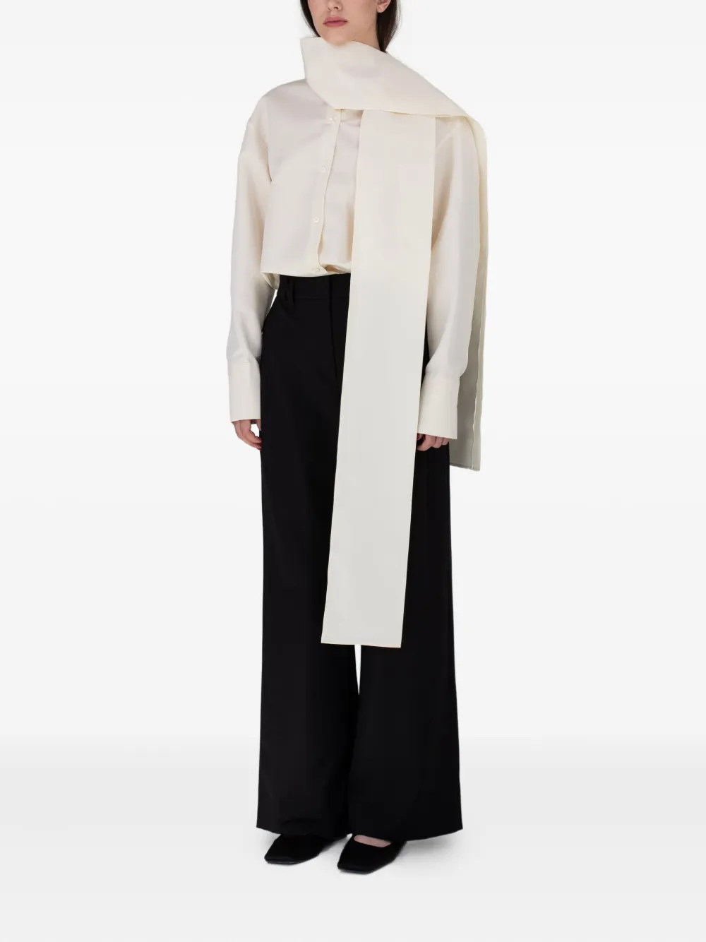 Rxquette Umbra Scarf-detail Cotton Blouse In White