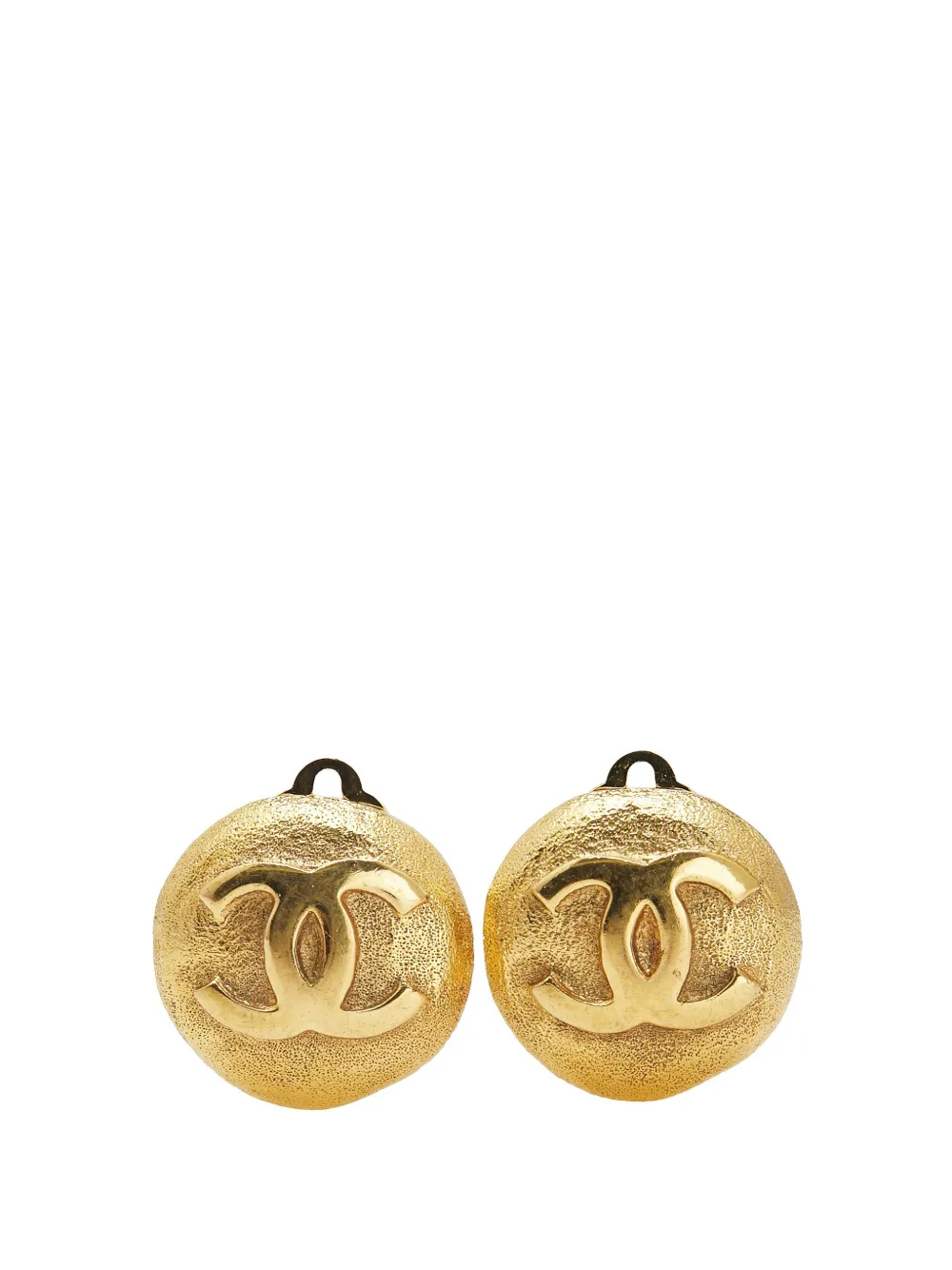 CHANEL Pre-Owned 1980-1990 Gold Plated CC Clip On Earrings costume CHANEL Pre-Owned 1980-1990 Gold Plated CC Clip On Earrings costume