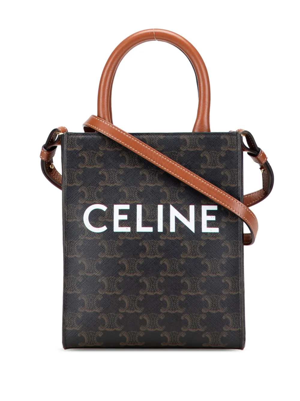 Celine Pre-Owned 2000-2025 Mini Triomphe Coated Canvas Vertical Cabas Celine Pre-Owned 2000-2025 Mini Triomphe Coated Canvas Vertical Cabas
