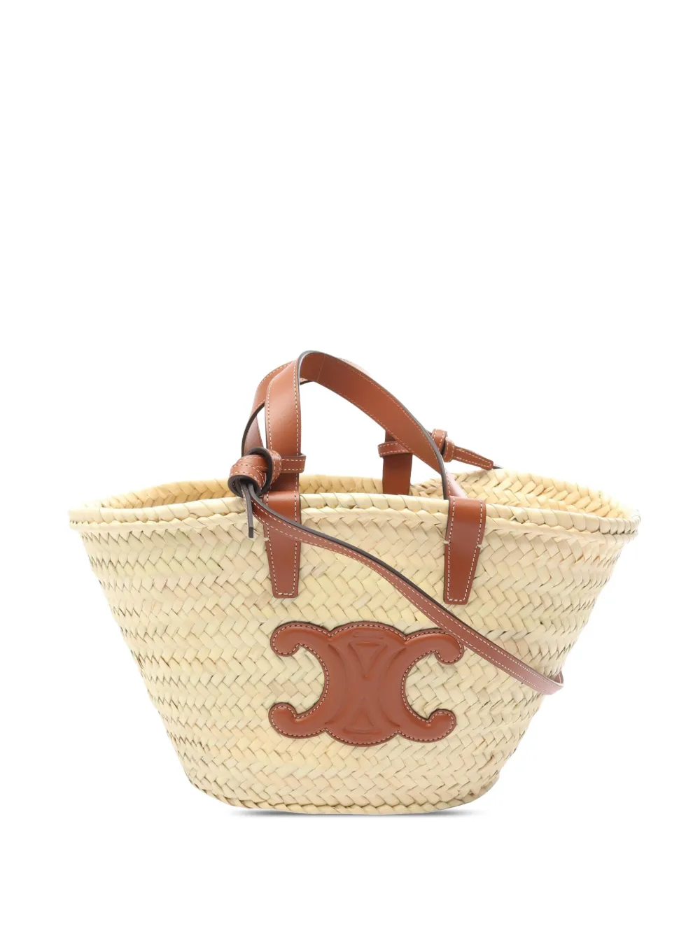 Celine Pre-Owned 2018-2025 Teen Raffia Cuir Triomphe Classic Panier Celine Pre-Owned 2018-2025 Teen Raffia Cuir Triomphe Classic Panier