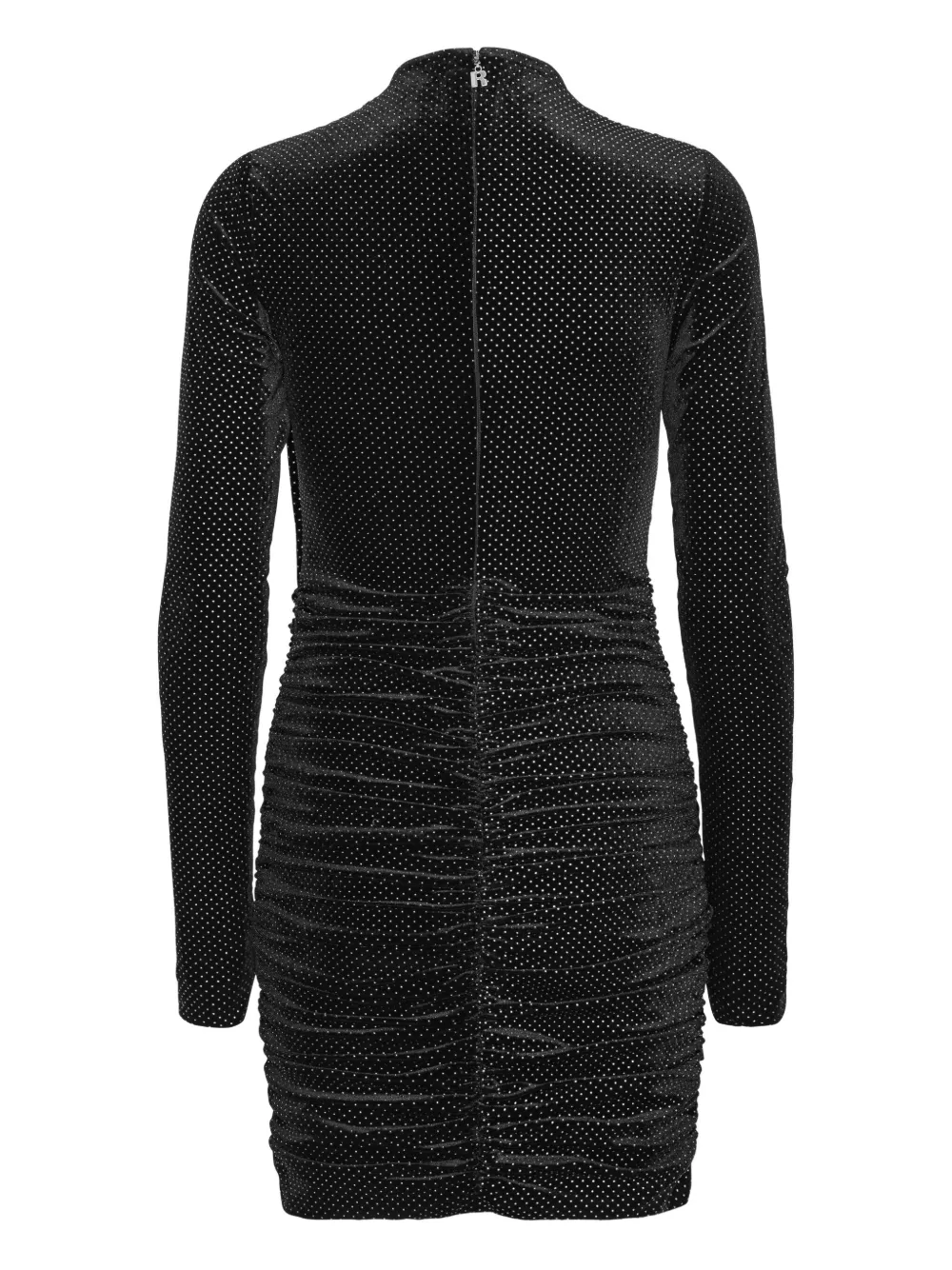 Rotate Birger Christensen Long-sleeve Velvet Mini Dress In Black