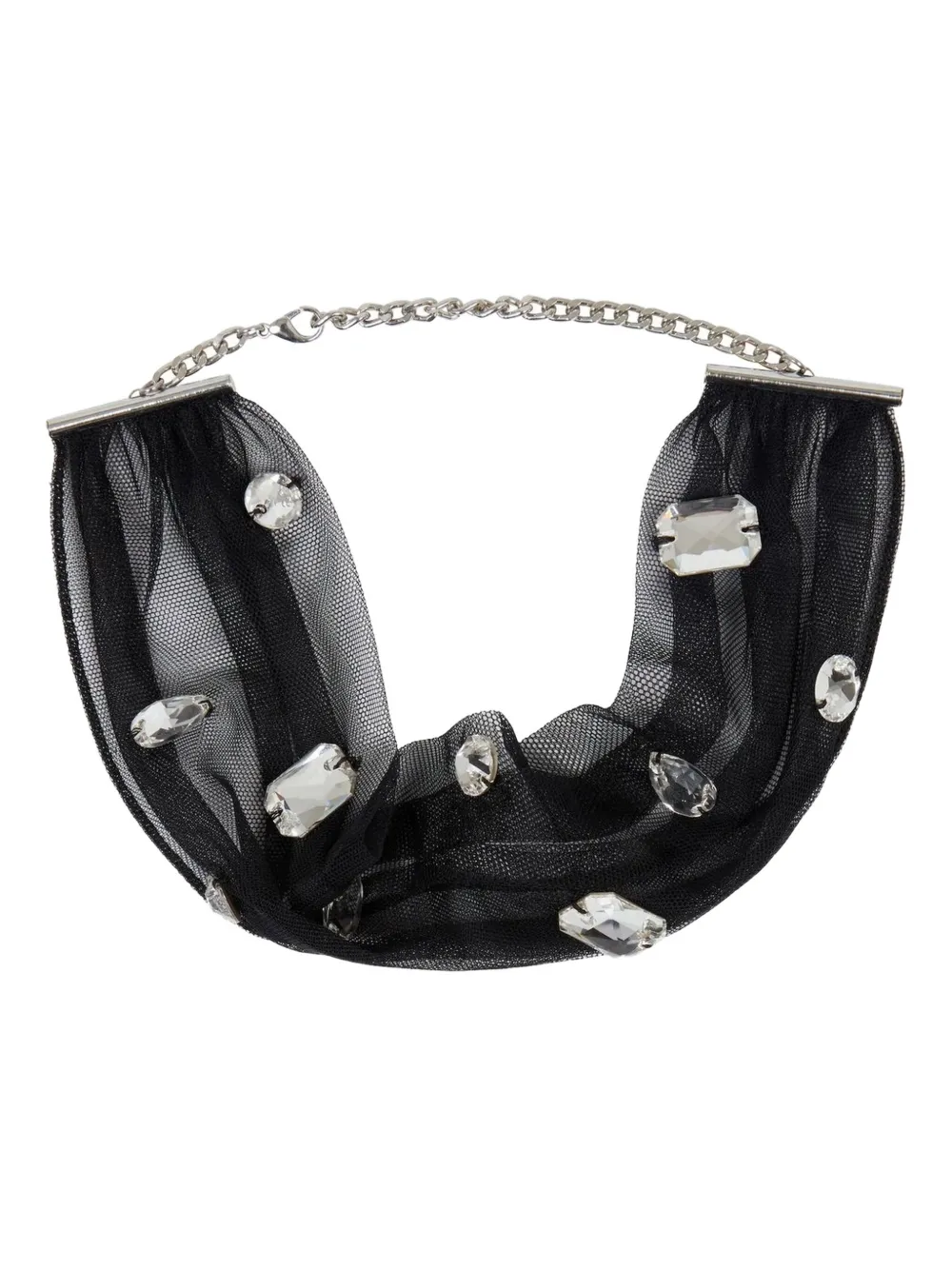 David Koma Crystal-embellished Tulle Choker In Black