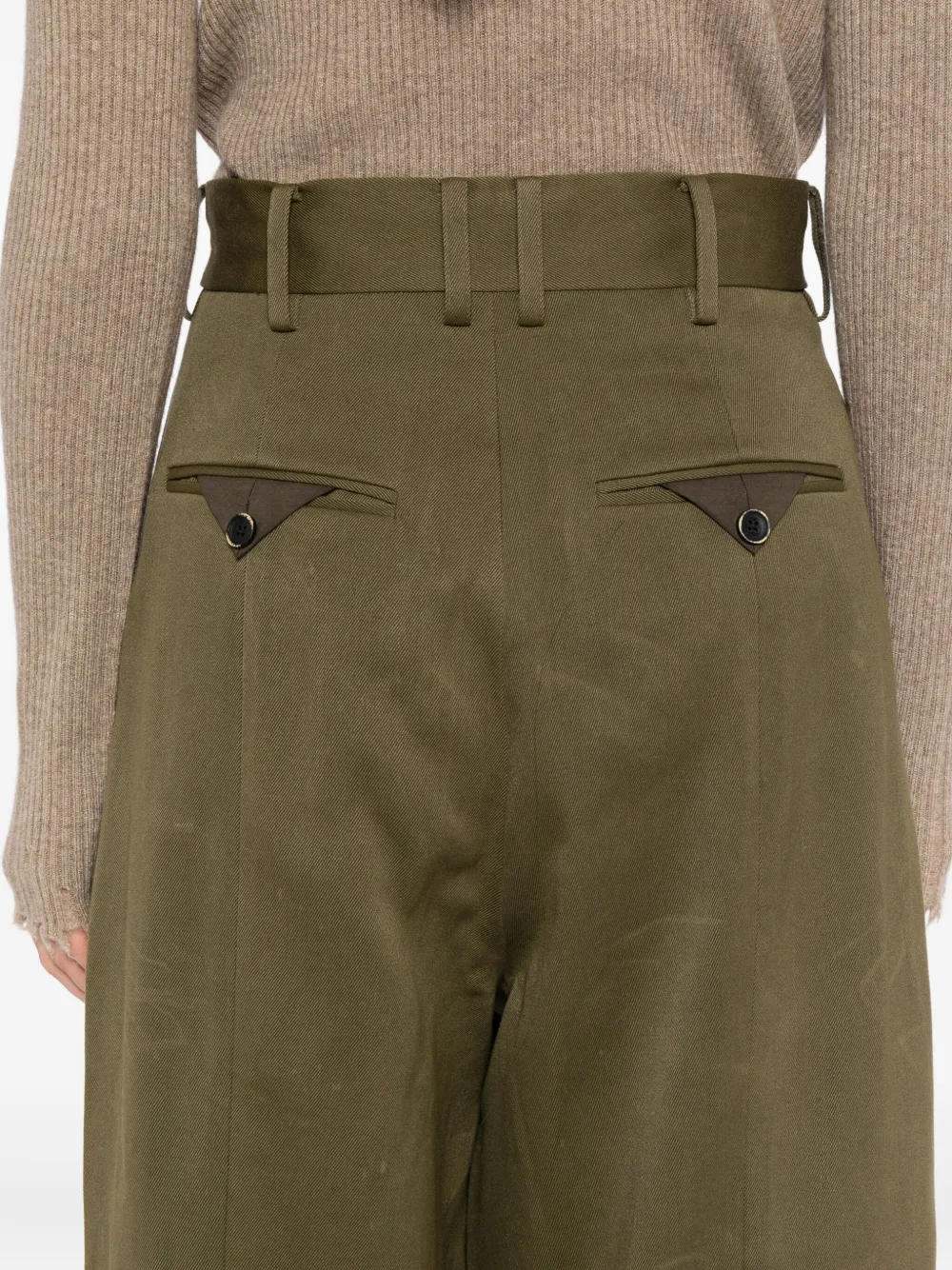 Uma Wang Belt Loop Casual Pants In Green