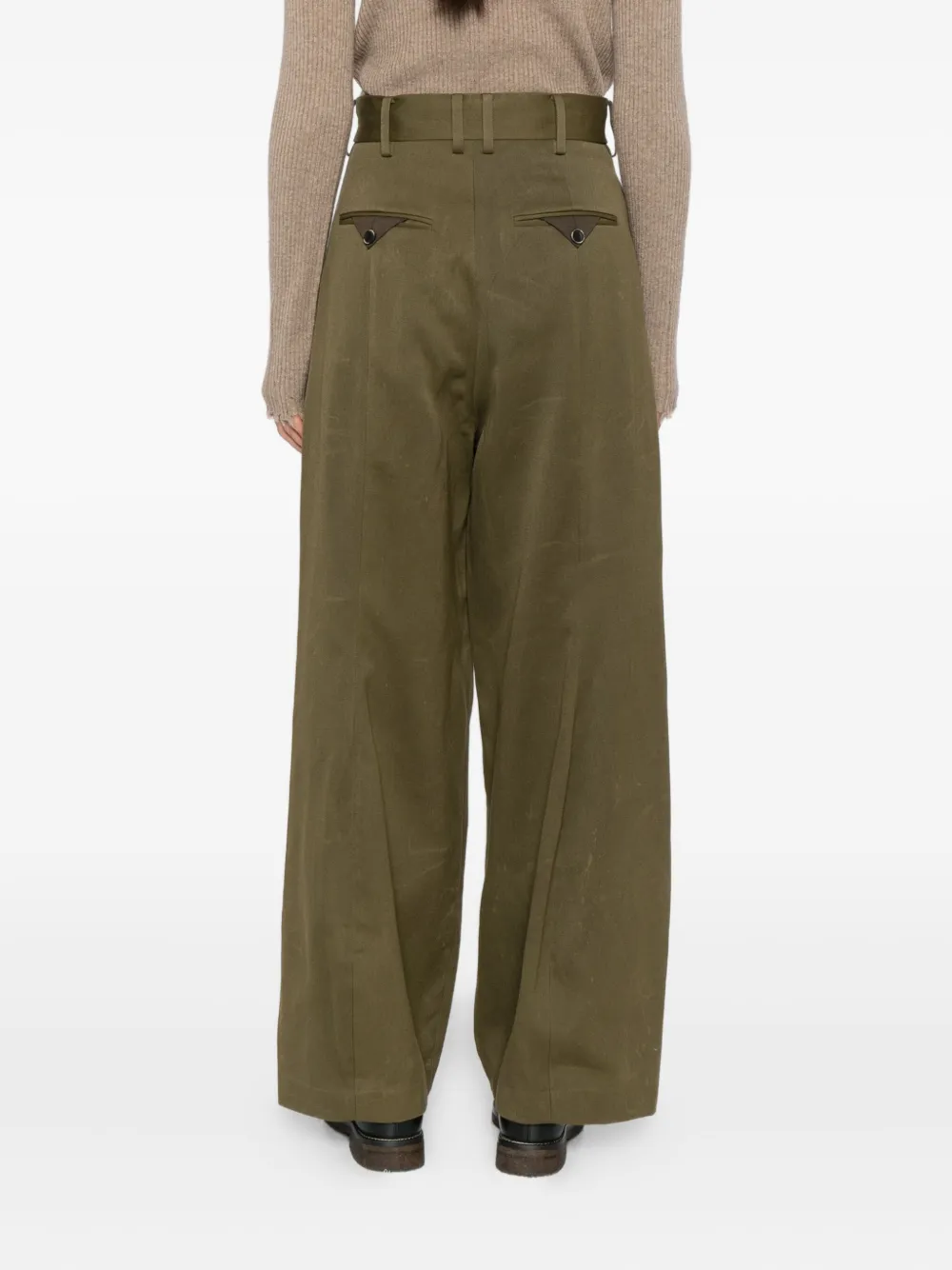 Uma Wang Belt Loop Casual Pants In Green