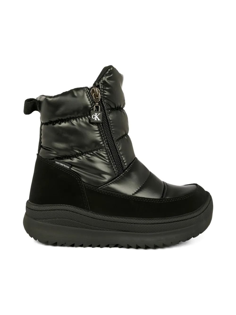 Calvin Klein Quilted Zip Snow Boots In Black
