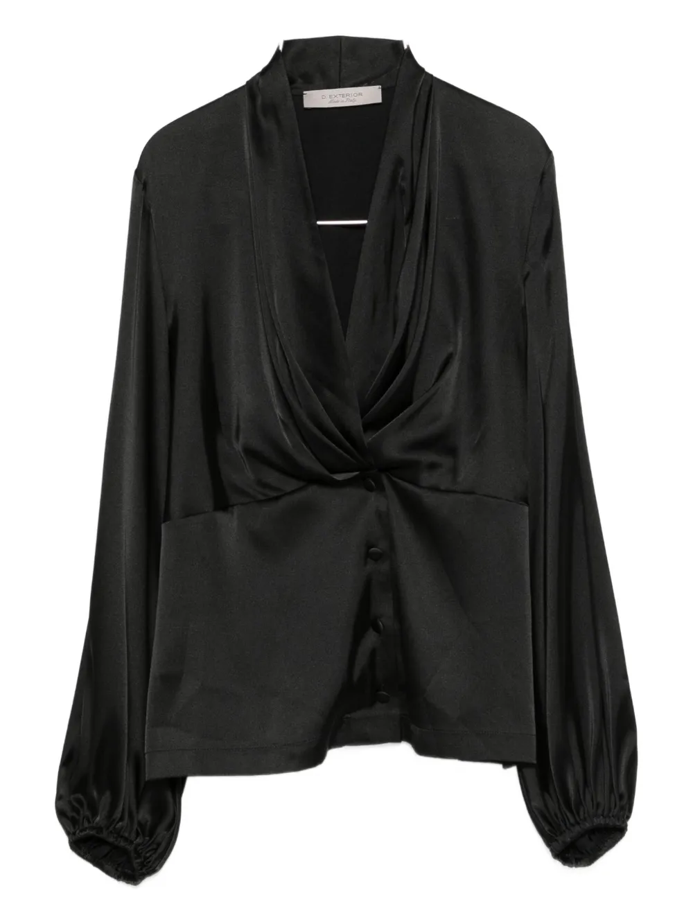 D Exterior Twisted Buttoned Blouse In Black