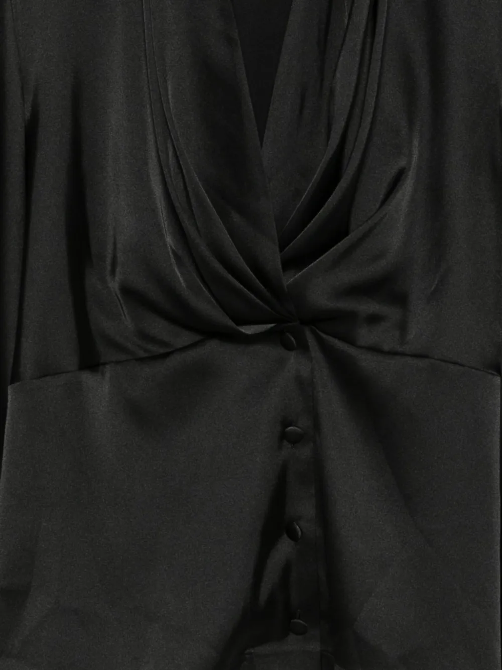 D Exterior Twisted Buttoned Blouse In Black
