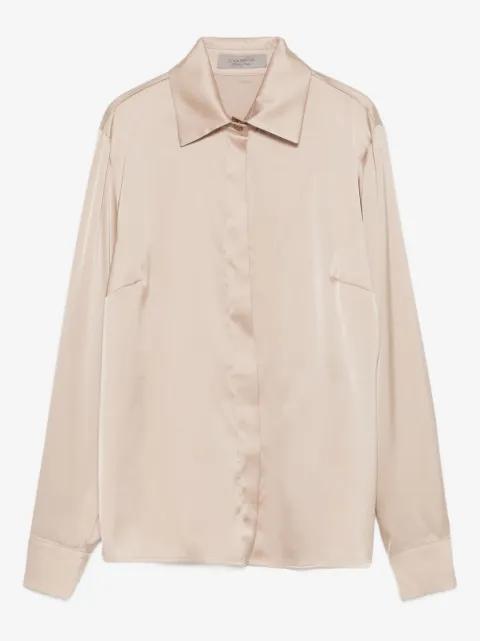 D.Exterior classic-collar satin shirt
