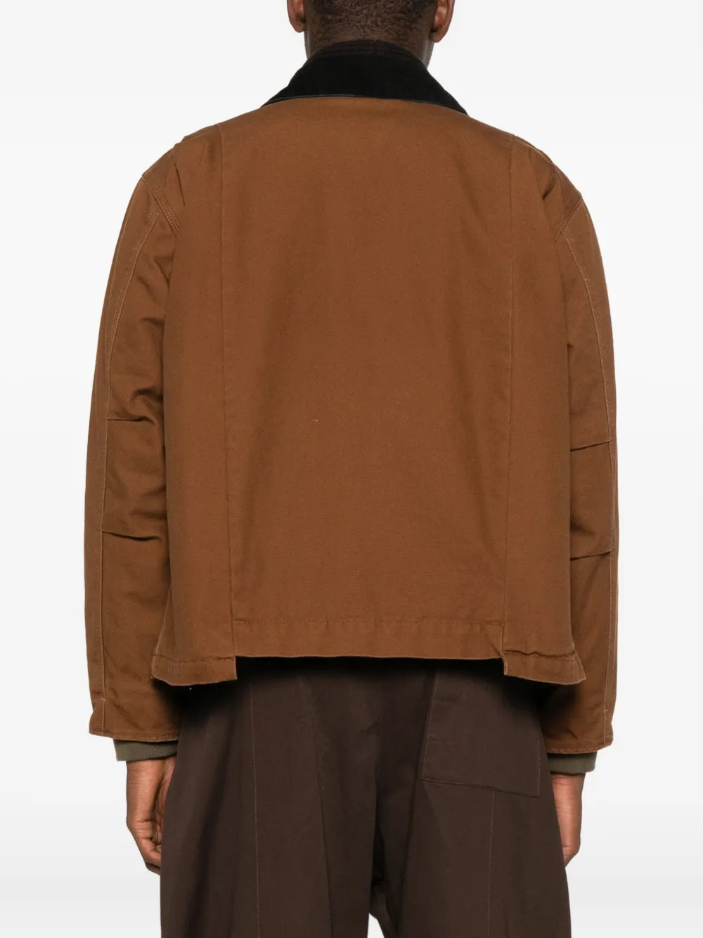 Sacai X Carhartt Zip-up Contrast-collar Jacket In Brown