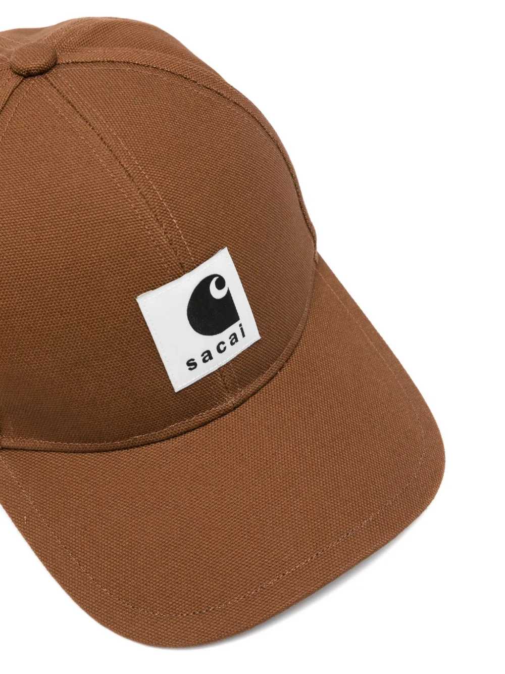 Sacai Logo-patch Cap In Brown