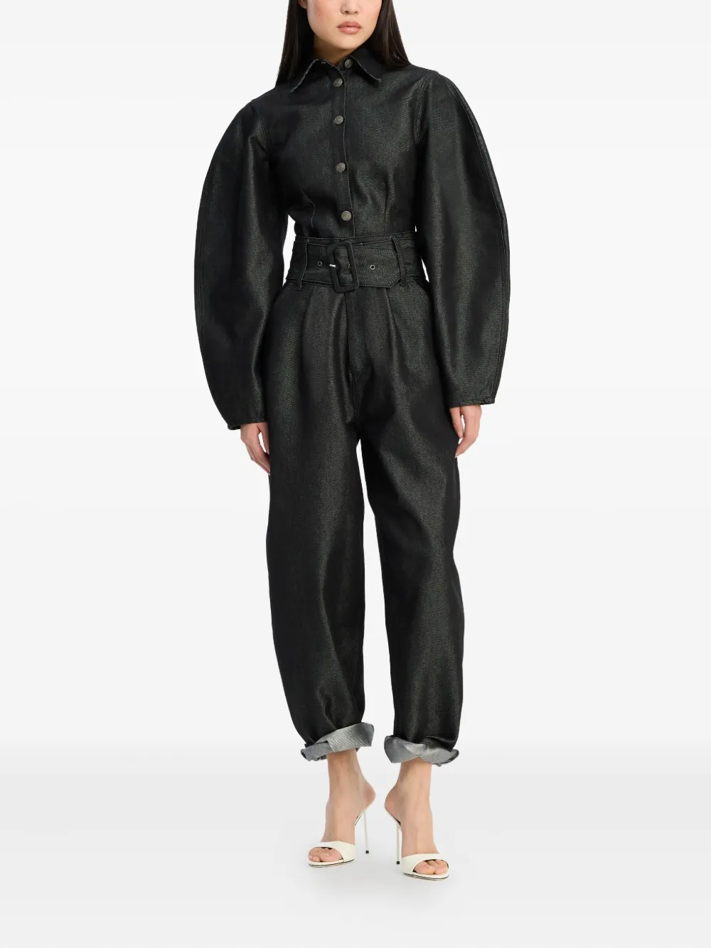 ROTATE BIRGER CHRISTENSEN Blouse met pofmouwen - Zwart