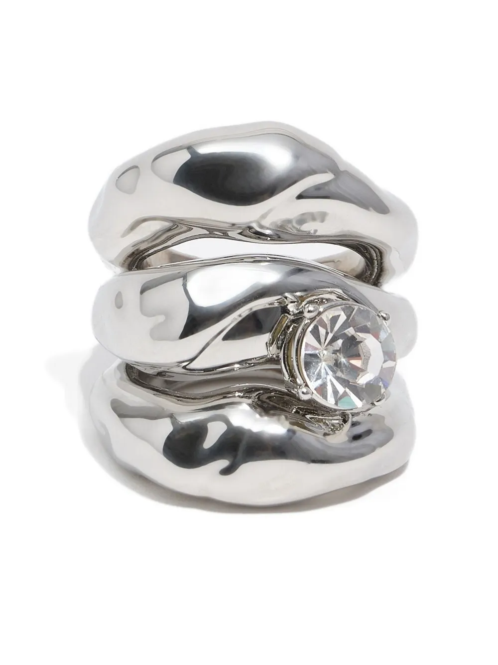 Bimba Y Lola Textured Triple Ring In Metallic