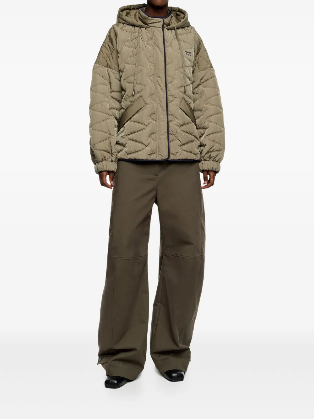 Bimba Y Lola Quilted Hooded Jacket In Black
