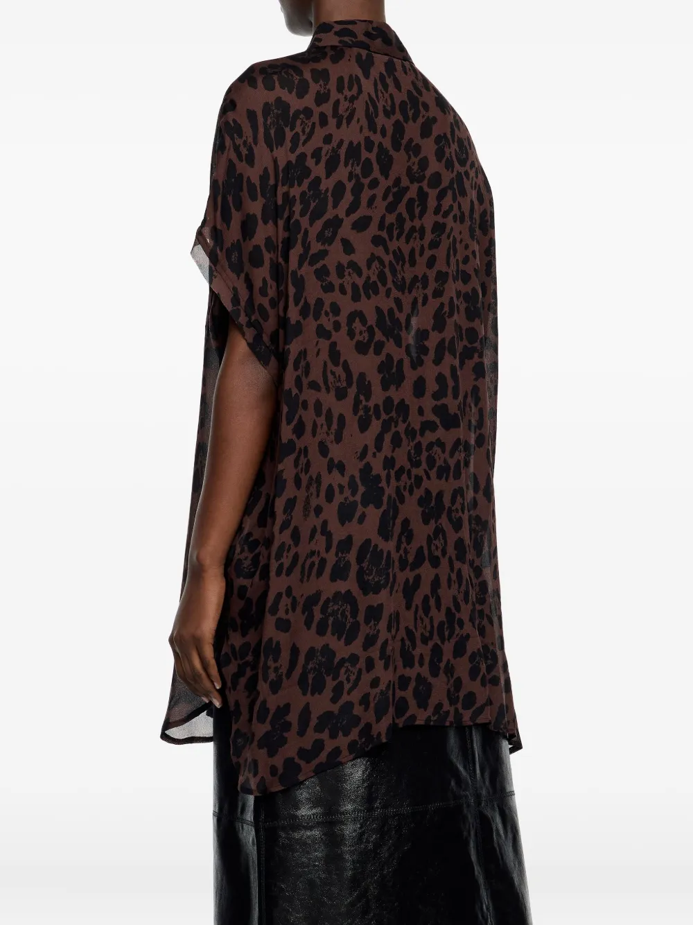 Bimba Y Lola Leopard-pattern Buttoned Shirt In Brown