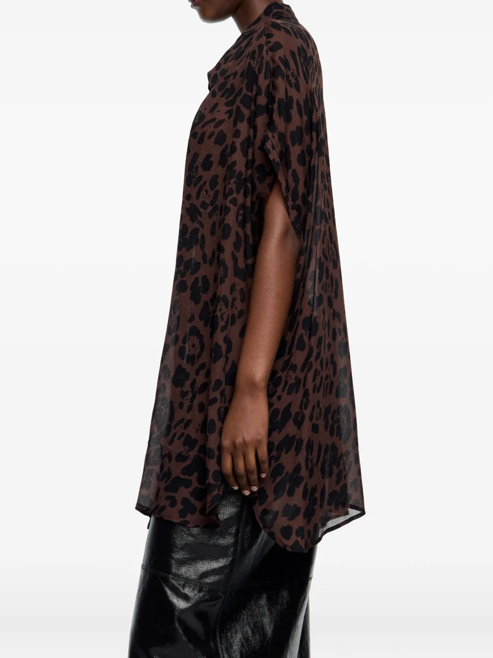 Bimba Y Lola Leopard-pattern Buttoned Shirt In Brown