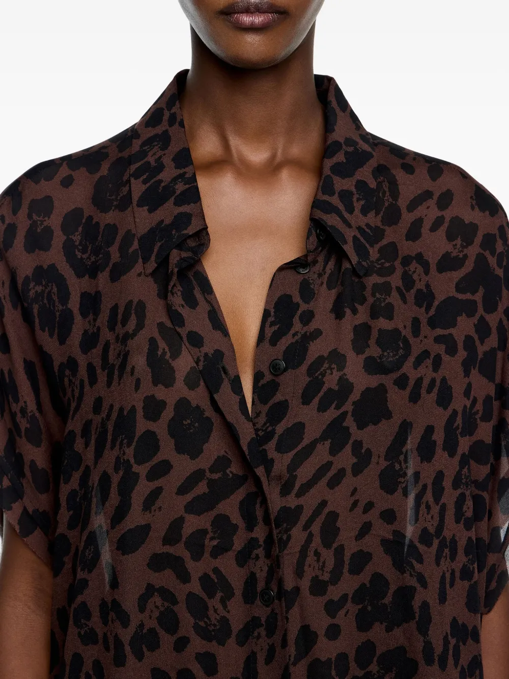 Bimba Y Lola Leopard-pattern Buttoned Shirt In Brown