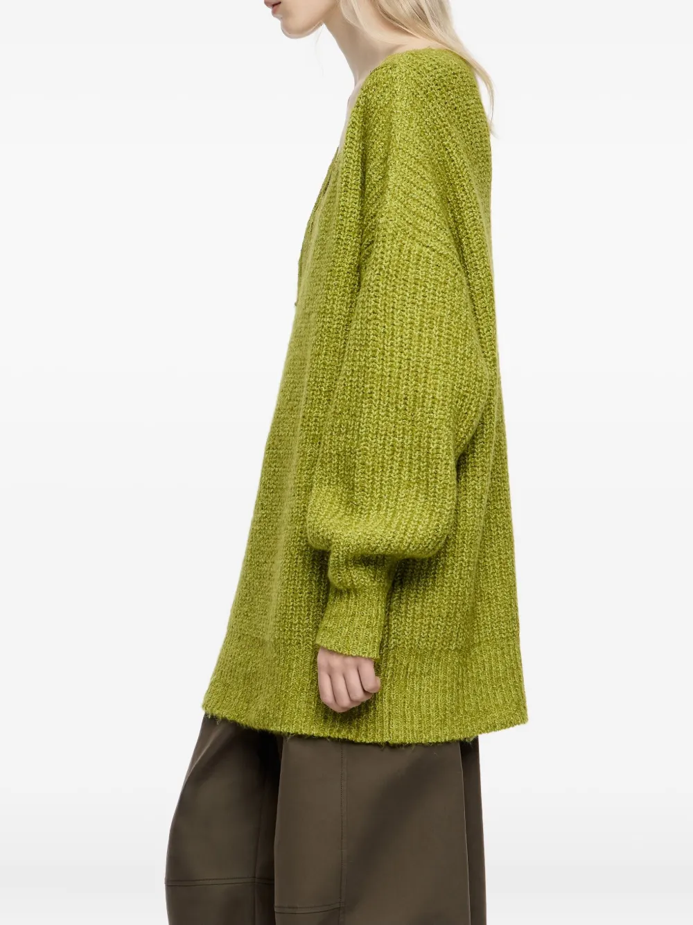 Bimba Y Lola Lace V-neck Sweater In Green