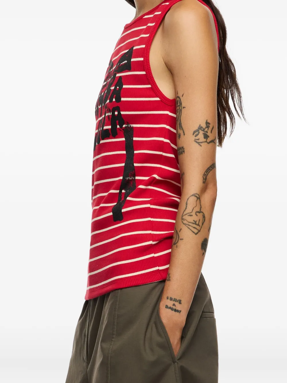 Bimba Y Lola Striped-print Tank Top In Red