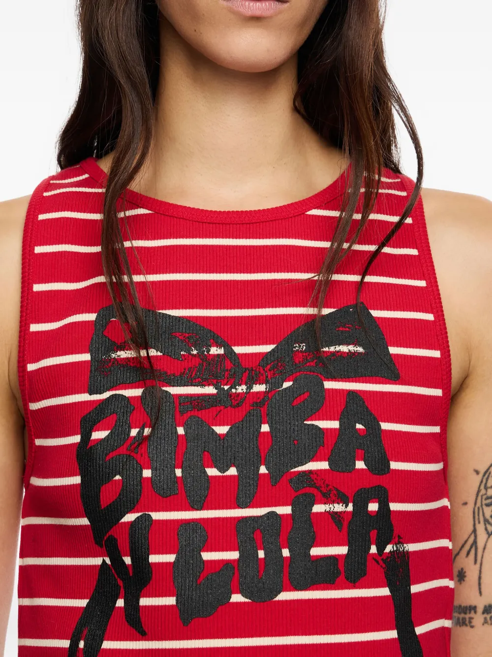 Bimba Y Lola Striped-print Tank Top In Red