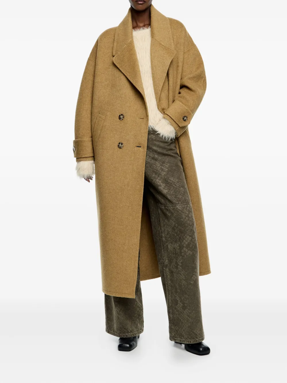 Bimba Y Lola Buttoned Coat In Brown
