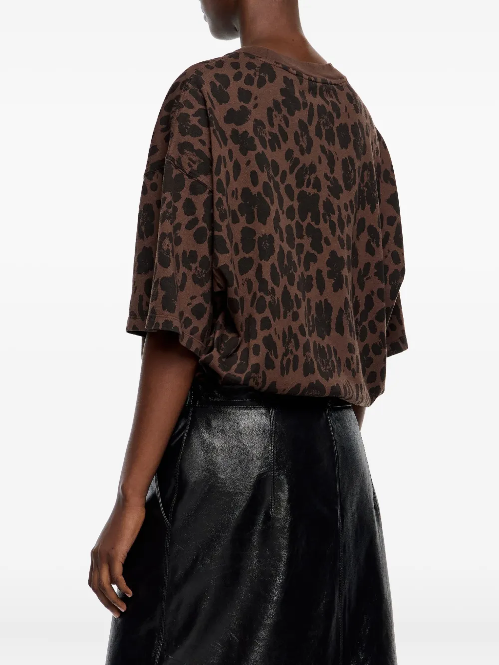 Bimba Y Lola Leopard-print T-shirt In Brown