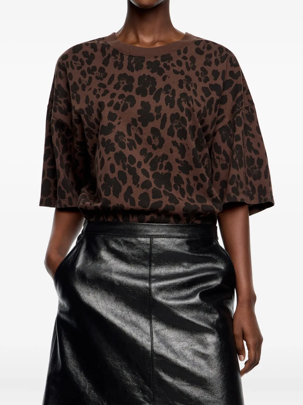 Bimba Y Lola Leopard-print T-shirt In Brown