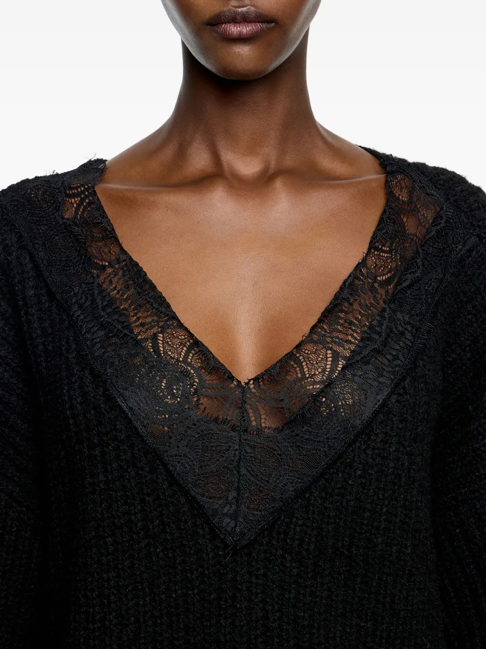 Bimba y Lola Trui met V-hals en kant Zwart