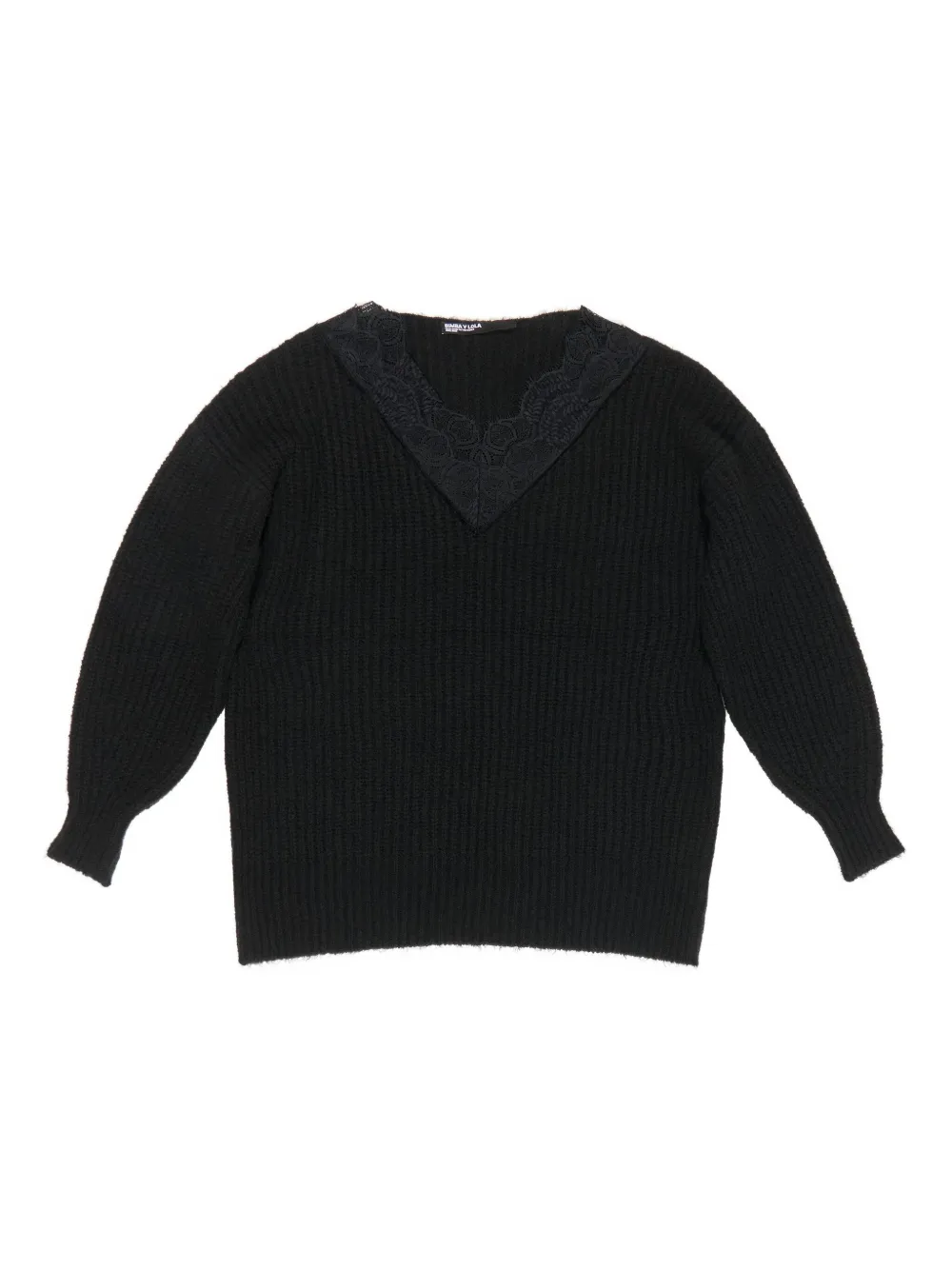 Bimba y Lola suéter de encaje con cuello en V | negro | Image 1