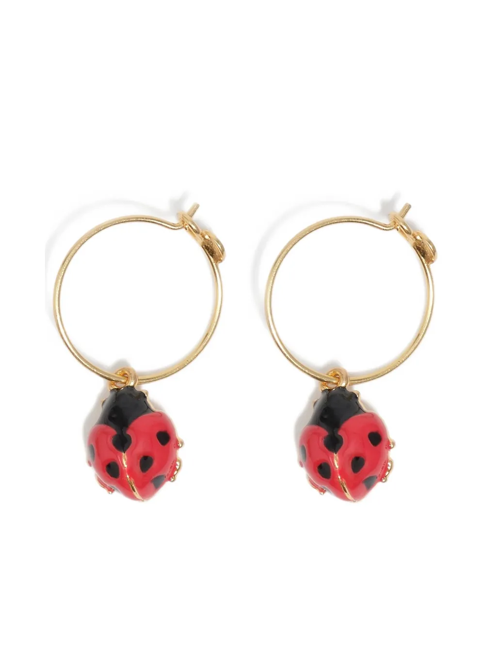 Bimba Y Lola Ladybug-embellished Hoop Earrings In Gold