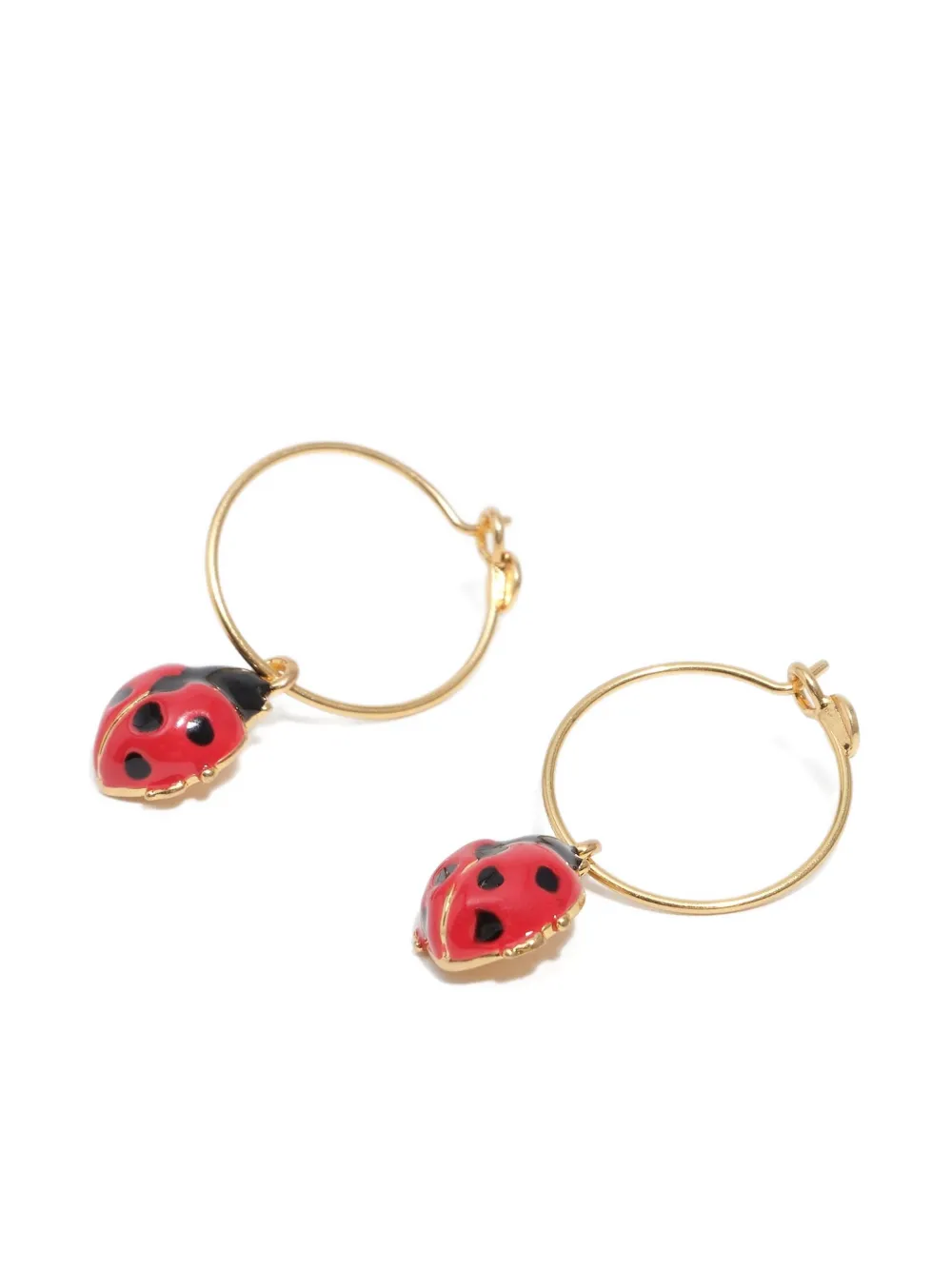 Bimba Y Lola Ladybug-embellished Hoop Earrings In Gold