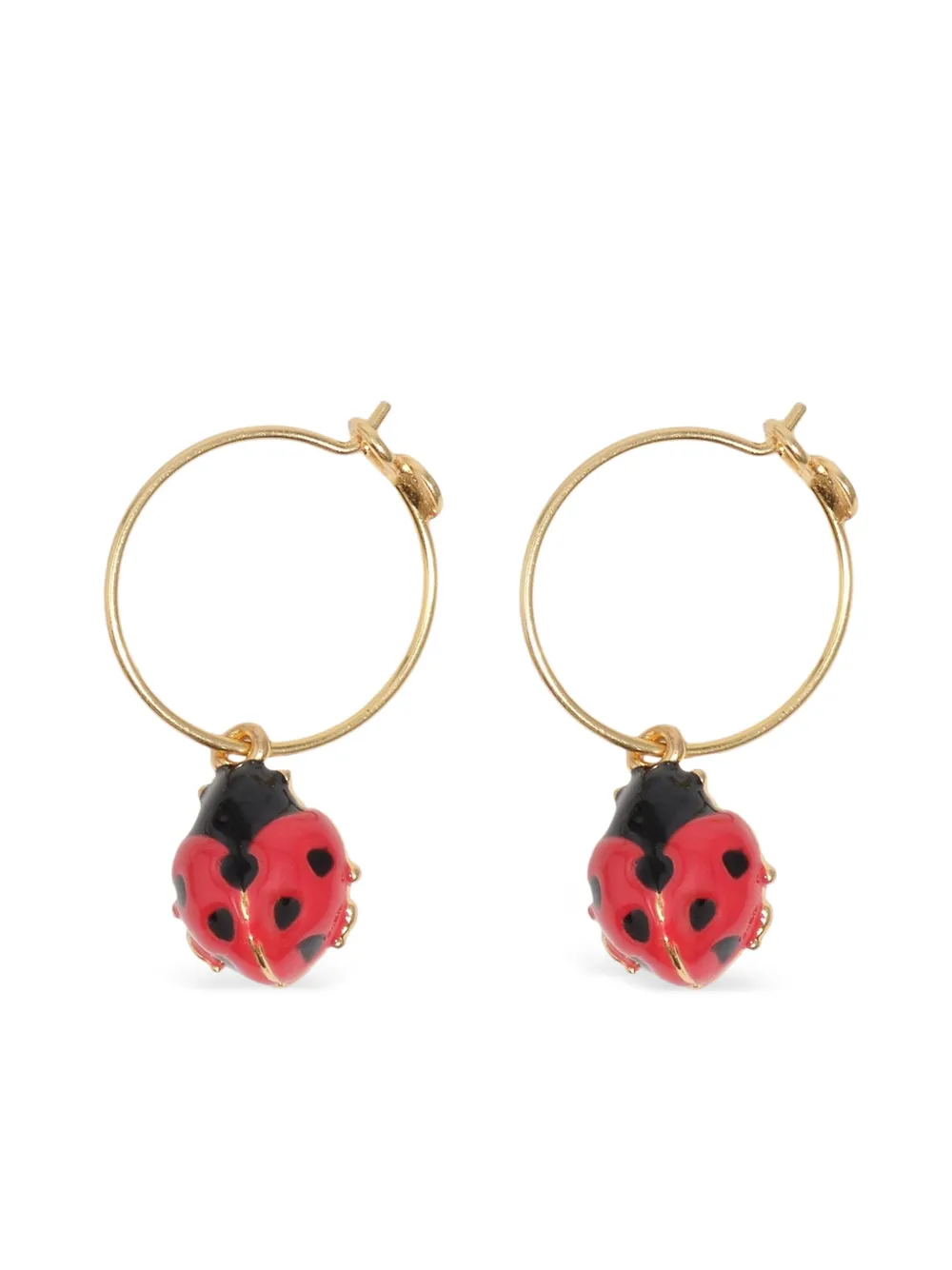 Ladybug-Embellished Hoop Earrings
