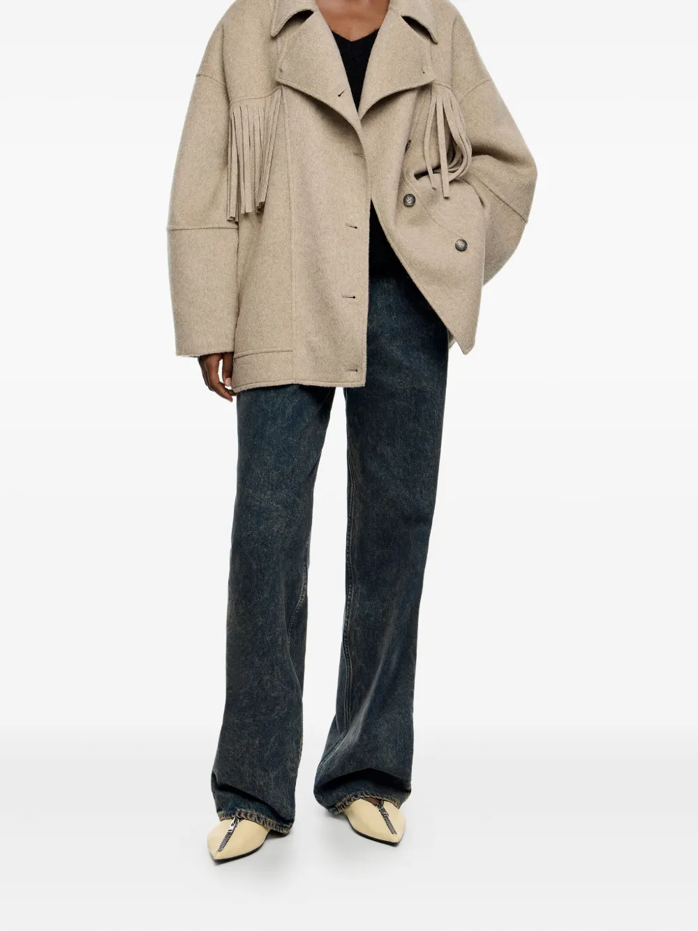 Bimba y Lola fringe-detail buttoned coat | Single Breasted Coats | Image 2