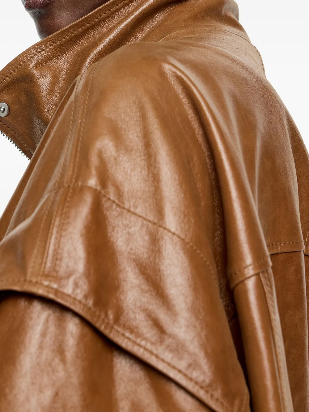 Bimba Y Lola Leather Jacket In Brown