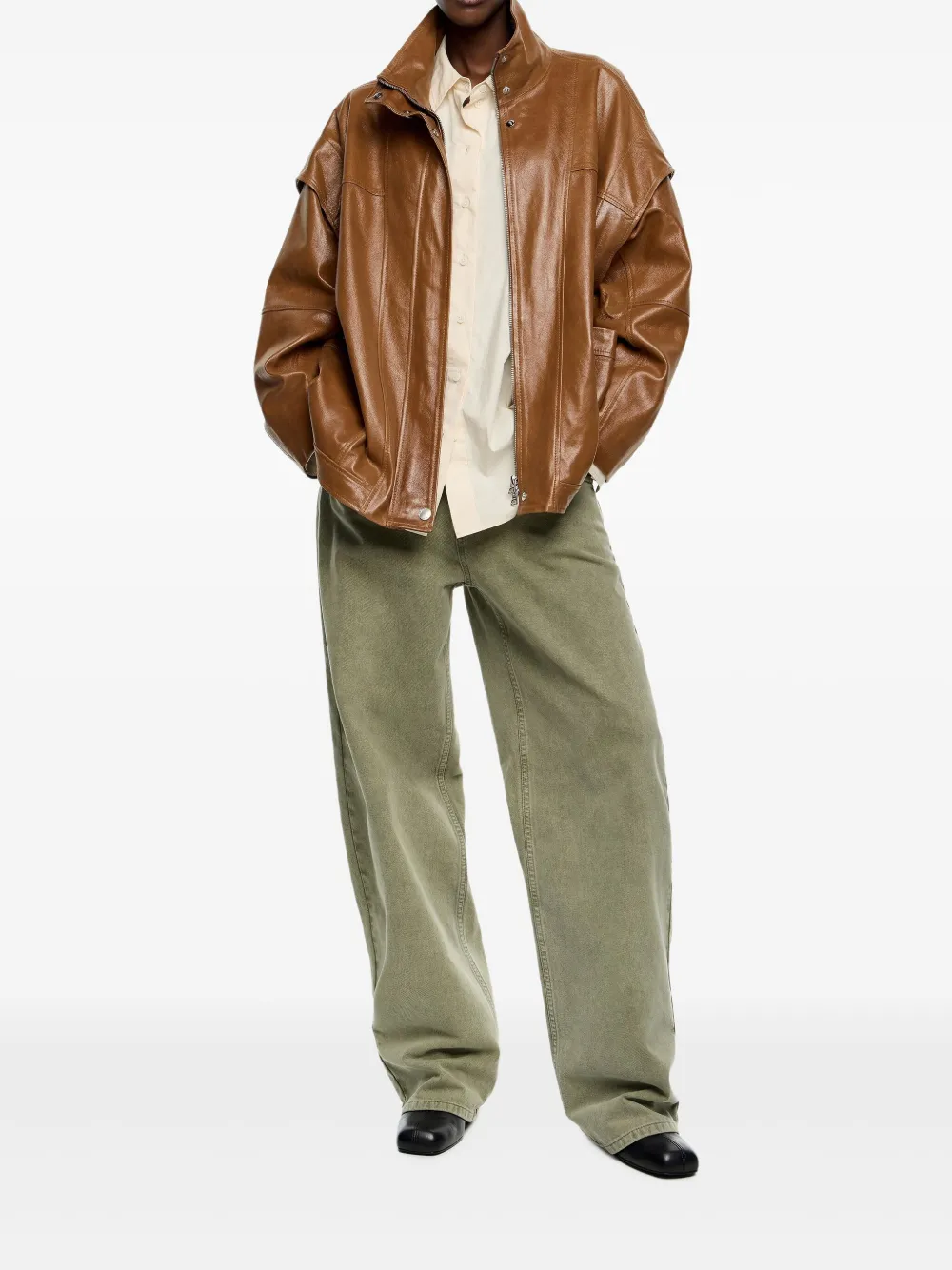 Bimba Y Lola Leather Jacket In Brown