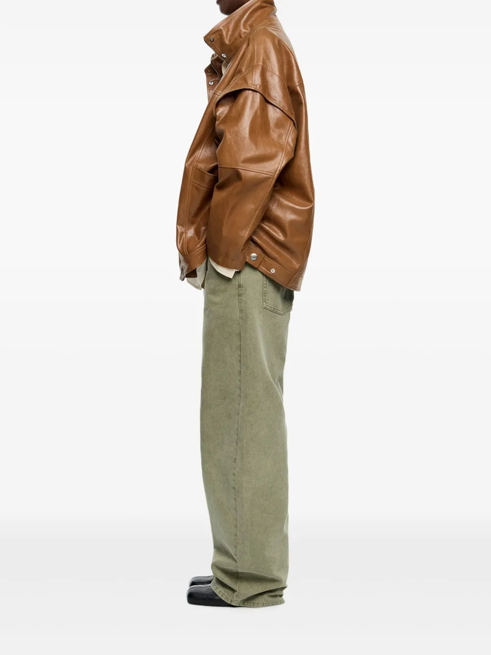 Bimba Y Lola Leather Jacket In Brown