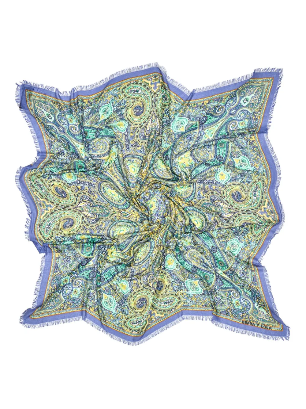 Bimba Y Lola Paisley Fringed Scarf In Green