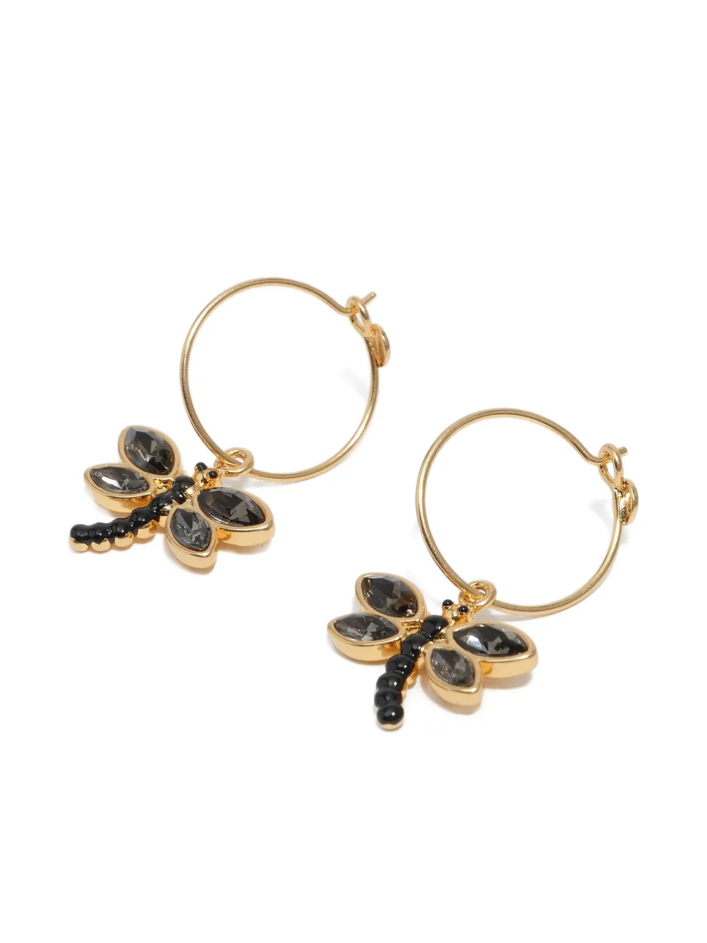 Bimba Y Lola Dragonfly-embellished Hoop Earrings In Gold