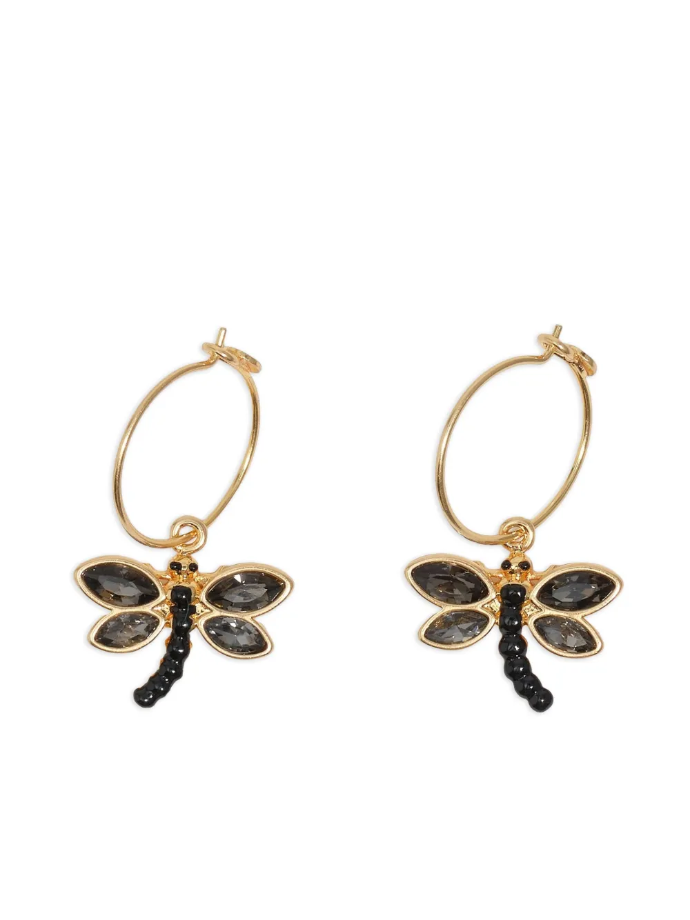 Bimba Y Lola Dragonfly-embellished Hoop Earrings In Gold