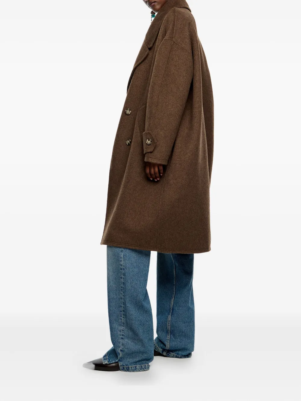 Bimba Y Lola Buttoned Coat In Brown