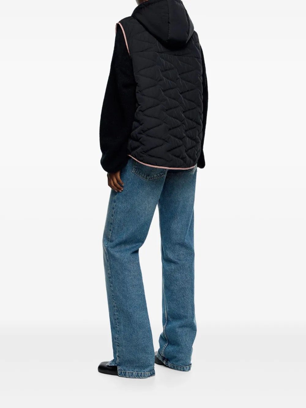 Bimba Y Lola Hooded Quilted Gilet In Black