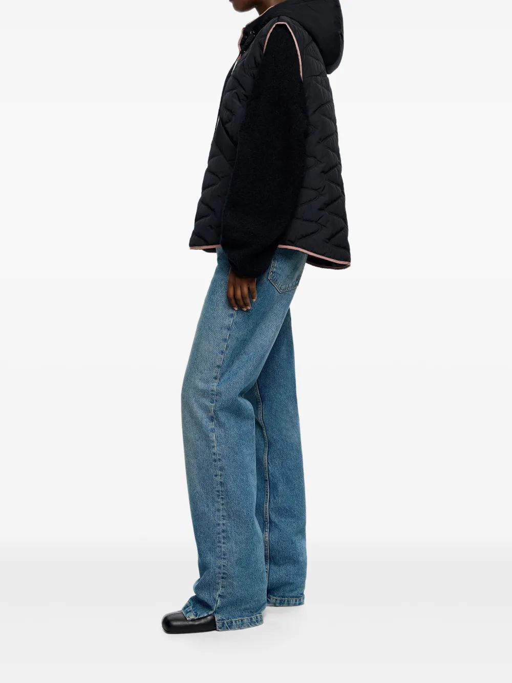 Bimba Y Lola Hooded Quilted Gilet In Black