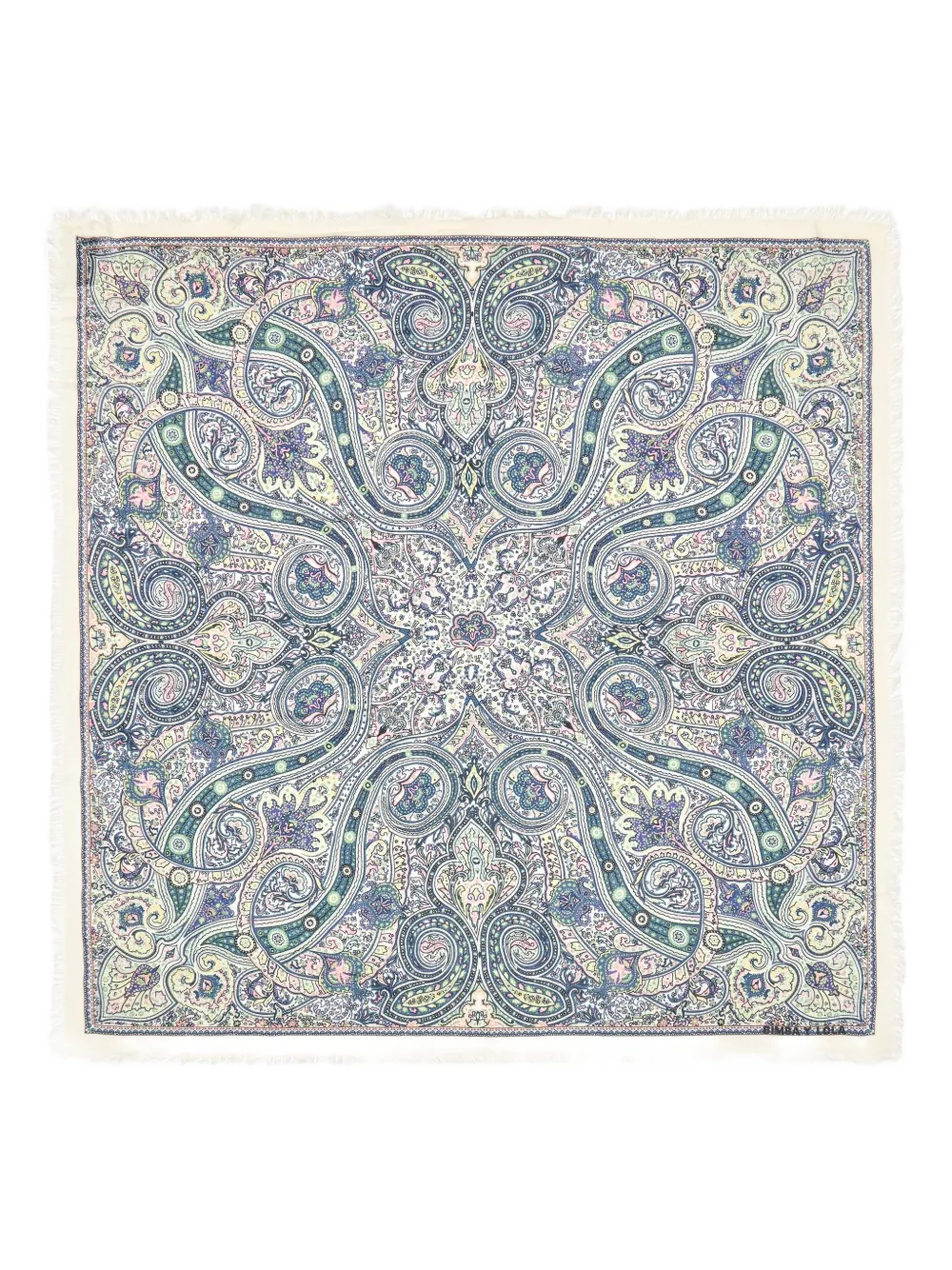 Bimba Y Lola Paisley Fringed Scarf In Blue