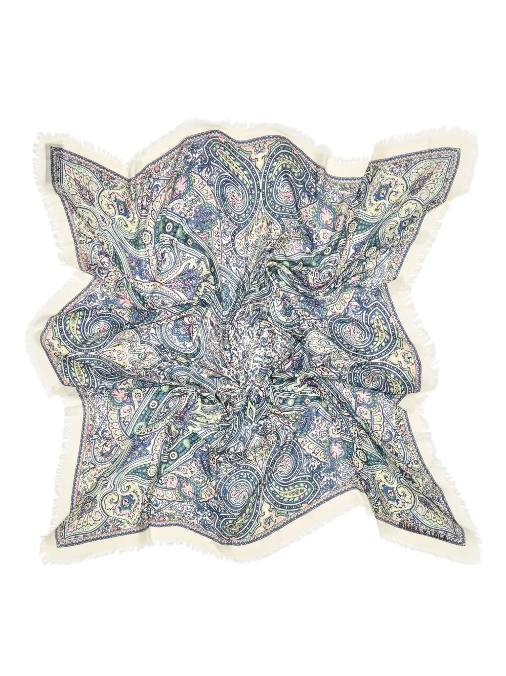 Bimba y Lola Sjaal met franje en paisley-print - Blauw